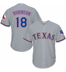 Youth Majestic Texas Rangers #18 Drew Robinson Authentic Grey Road Cool Base MLB Jersey