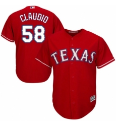 Men's Majestic Texas Rangers #58 Alex Claudio Replica Red Alternate Cool Base MLB Jersey