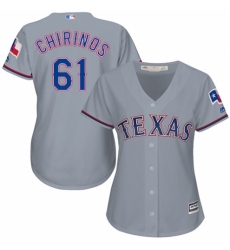 Women's Majestic Texas Rangers #61 Robinson Chirinos Authentic Grey Road Cool Base MLB Jersey