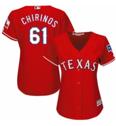 Women's Majestic Texas Rangers #61 Robinson Chirinos Authentic Red Alternate Cool Base MLB Jersey
