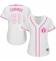 Women's Majestic Texas Rangers #61 Robinson Chirinos Replica White Fashion Cool Base MLB Jersey