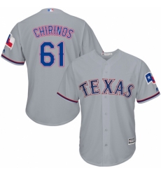 Youth Majestic Texas Rangers #61 Robinson Chirinos Authentic Grey Road Cool Base MLB Jersey