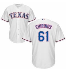 Youth Majestic Texas Rangers #61 Robinson Chirinos Replica White Home Cool Base MLB Jersey