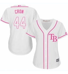 Women's Majestic Tampa Bay Rays #44 C. J. Cron Replica White Fashion Cool Base MLB Jersey