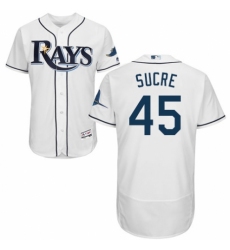 Men's Majestic Tampa Bay Rays #45 Jesus Sucre Home White Home Flex Base Authentic Collection MLB Jersey