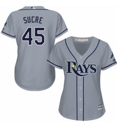 Women's Majestic Tampa Bay Rays #45 Jesus Sucre Authentic Grey Road Cool Base MLB Jersey