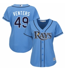 Women's Majestic Tampa Bay Rays #49 Jonny Venters Replica Light Blue Alternate 2 Cool Base MLB Jersey