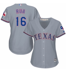 Women's Majestic Texas Rangers #16 Ryan Rua Authentic Grey Road Cool Base MLB Jersey