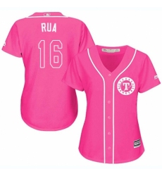 Women's Majestic Texas Rangers #16 Ryan Rua Authentic Pink Fashion Cool Base MLB Jersey