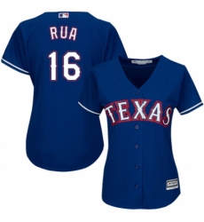 Women's Majestic Texas Rangers #16 Ryan Rua Authentic Royal Blue Alternate 2 Cool Base MLB Jersey