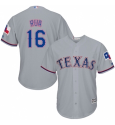 Youth Majestic Texas Rangers #16 Ryan Rua Authentic Grey Road Cool Base MLB Jersey