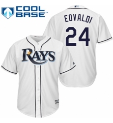 Youth Majestic Tampa Bay Rays #24 Nathan Eovaldi Authentic White Home Cool Base MLB Jersey