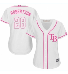 Women's Majestic Tampa Bay Rays #28 Daniel Robertson Authentic White Fashion Cool Base MLB Jersey