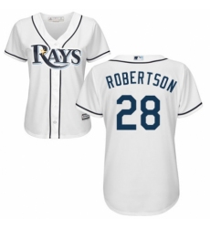 Women's Majestic Tampa Bay Rays #28 Daniel Robertson Authentic White Home Cool Base MLB Jersey