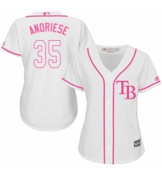Women's Majestic Tampa Bay Rays #35 Matt Andriese Authentic White Fashion Cool Base MLB Jersey