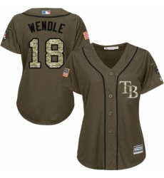 Women's Majestic Tampa Bay Rays #18 Joey Wendle Authentic Green Salute to Service MLB Jersey