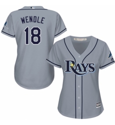 Women's Majestic Tampa Bay Rays #18 Joey Wendle Authentic Grey Road Cool Base MLB Jersey