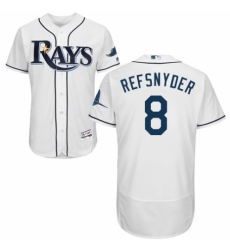 Men's Majestic Tampa Bay Rays #8 Rob Refsnyder Home White Home Flex Base Authentic Collection MLB Jersey