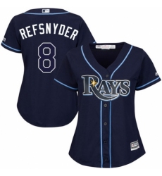Women's Majestic Tampa Bay Rays #8 Rob Refsnyder Replica Navy Blue Alternate Cool Base MLB Jersey