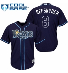 Youth Majestic Tampa Bay Rays #8 Rob Refsnyder Replica Navy Blue Alternate Cool Base MLB Jersey
