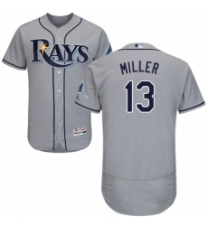 Men's Majestic Tampa Bay Rays #13 Brad Miller Grey Road Flex Base Authentic Collection MLB Jersey