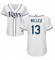 Women's Majestic Tampa Bay Rays #13 Brad Miller Authentic White Home Cool Base MLB Jersey