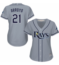 Women's Majestic Tampa Bay Rays #21 Christian Arroyo Authentic Grey Road Cool Base MLB Jersey