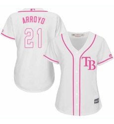 Women's Majestic Tampa Bay Rays #21 Christian Arroyo Authentic White Fashion Cool Base MLB Jersey