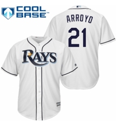 Youth Majestic Tampa Bay Rays #21 Christian Arroyo Authentic White Home Cool Base MLB Jersey