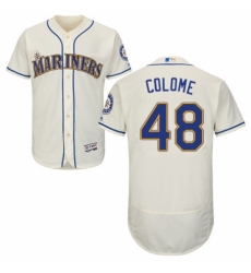 Men's Majestic Seattle Mariners #48 Alex Colome Cream Alternate Flex Base Authentic Collection MLB Jersey