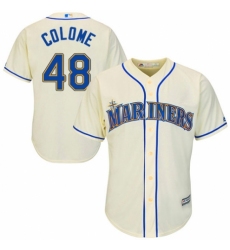 Men's Majestic Seattle Mariners #48 Alex Colome Replica Cream Alternate Cool Base MLB Jersey