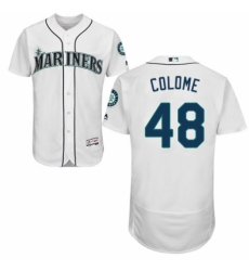 Men's Majestic Seattle Mariners #48 Alex Colome White Home Flex Base Authentic Collection MLB Jersey