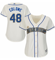 Women's Majestic Seattle Mariners #48 Alex Colome Authentic Cream Alternate Cool Base MLB Jersey