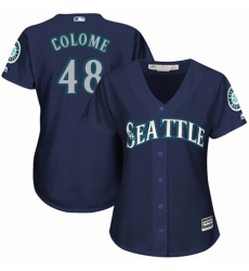 Women's Majestic Seattle Mariners #48 Alex Colome Authentic Navy Blue Alternate 2 Cool Base MLB Jersey