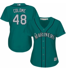 Women's Majestic Seattle Mariners #48 Alex Colome Authentic Teal Green Alternate Cool Base MLB Jersey