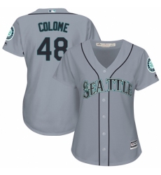 Women's Majestic Seattle Mariners #48 Alex Colome Replica Grey Road Cool Base MLB Jersey