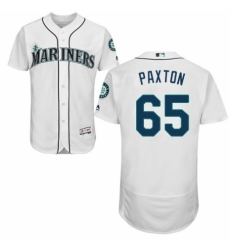 Men's Majestic Seattle Mariners #65 James Paxton White Home Flex Base Authentic Collection MLB Jersey