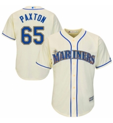 Youth Majestic Seattle Mariners #65 James Paxton Authentic Cream Alternate Cool Base MLB Jersey