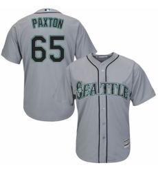 Youth Majestic Seattle Mariners #65 James Paxton Authentic Grey Road Cool Base MLB Jersey