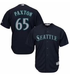 Youth Majestic Seattle Mariners #65 James Paxton Authentic Navy Blue Alternate 2 Cool Base MLB Jersey