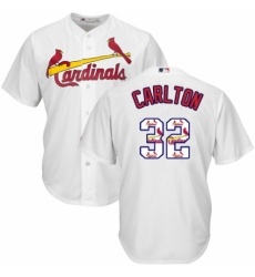 Men's Majestic St. Louis Cardinals #32 Steve Carlton Authentic White Team Logo Fashion Cool Base MLB Jersey