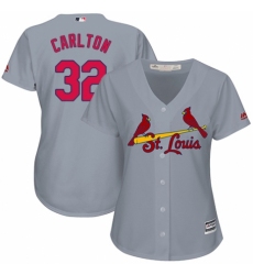 Women's Majestic St. Louis Cardinals #32 Steve Carlton Authentic Grey Road Cool Base MLB Jersey