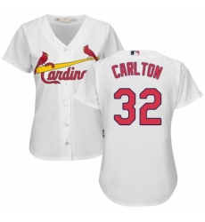 Women's Majestic St. Louis Cardinals #32 Steve Carlton Authentic White Home Cool Base MLB Jersey