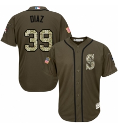 Men's Majestic Seattle Mariners #39 Edwin Diaz Authentic Green Salute to Service MLB Jersey