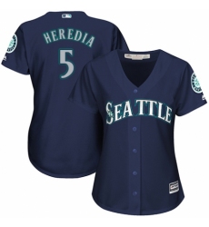 Women's Majestic Seattle Mariners #5 Guillermo Heredia Replica Navy Blue Alternate 2 Cool Base MLB Jersey