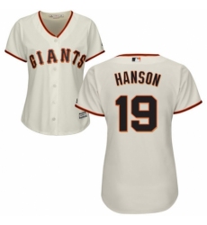 Women's Majestic San Francisco Giants #19 Alen Hanson Authentic Cream Home Cool Base MLB Jersey