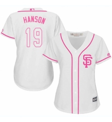 Women's Majestic San Francisco Giants #19 Alen Hanson Authentic White Fashion Cool Base MLB Jersey