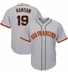Youth Majestic San Francisco Giants #19 Alen Hanson Authentic Grey Road Cool Base MLB Jersey