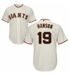 Youth Majestic San Francisco Giants #19 Alen Hanson Replica Cream Home Cool Base MLB Jersey