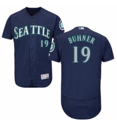 Men's Majestic Seattle Mariners #19 Jay Buhner Navy Blue Alternate Flex Base Authentic Collection MLB Jersey